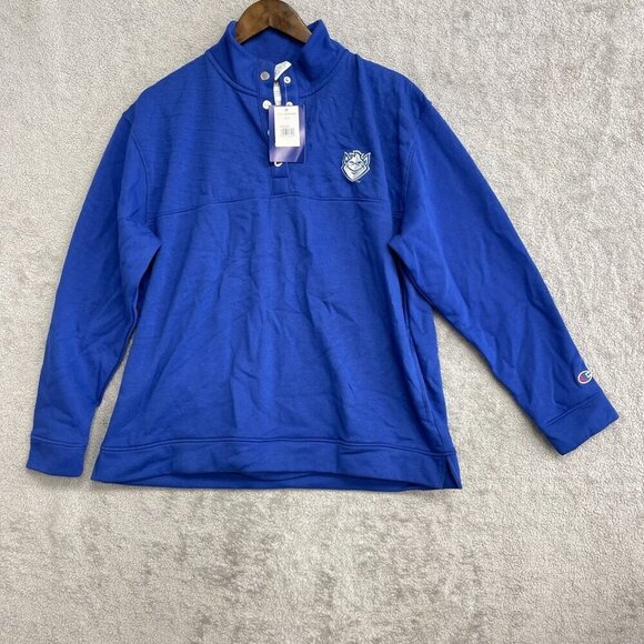 Champion Other - NEW Champion Men's L Blue Quilted Long-Sleeve Pullover Sweatshirt Cotton